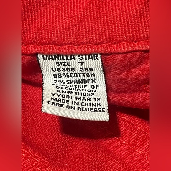 Vanilla Star Women's Red Distressed Cropped Jeans Size 7 - Picture 12 of 16